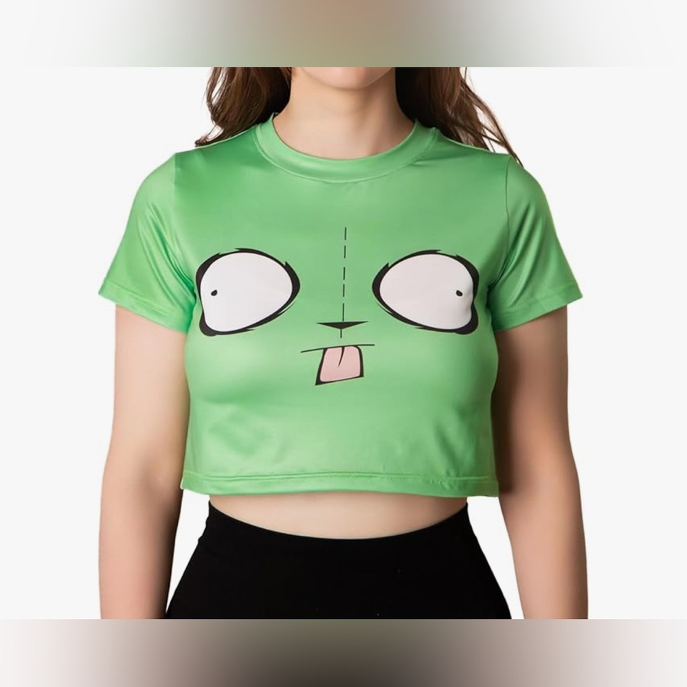 💞HP💞 Silly Green Face Crop Top Shirt